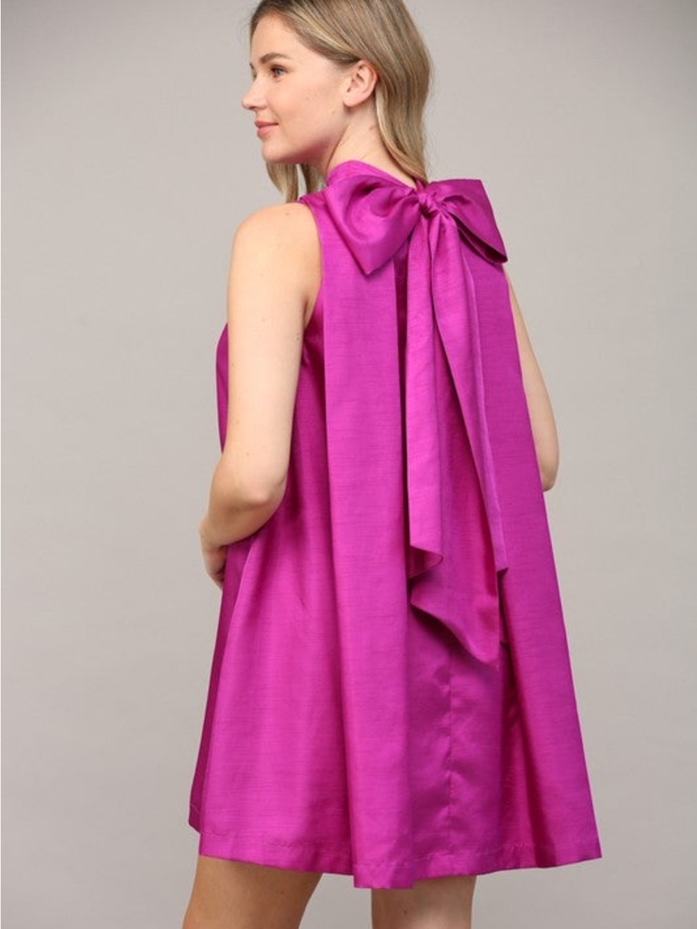 Fate Sleeveless Magenta  Swing Dress